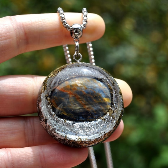 Handcrafted Pietersite Orgonite: Stormstone Crystal Necklace