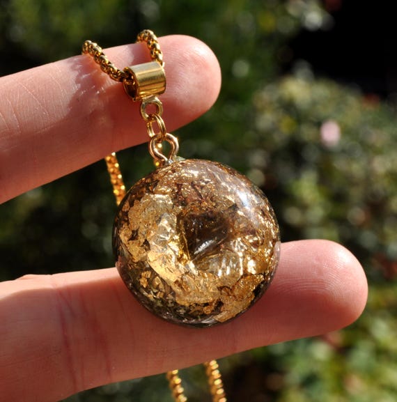 Moldavite Orgonite® Orgone Pendant Necklace Unisex with 24K Gold