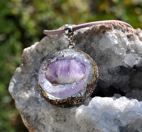 AMETHYST Orgone pendant Orgonite® Necklace with Silver -  Unisex