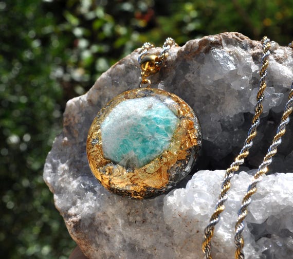 Hexagonal AMAZONITE Orgonite® Pendant Necklace EMF Cleanser Unisex