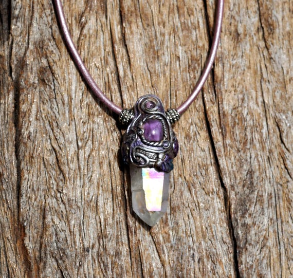 ANGEL AURA Quartz and Amethyst Necklace - FREE Delivery !