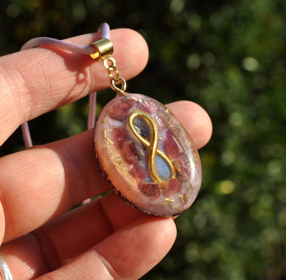 Pink Tourmaline Infinity Orgonite Necklace - ETERNAL LOVE Pendant