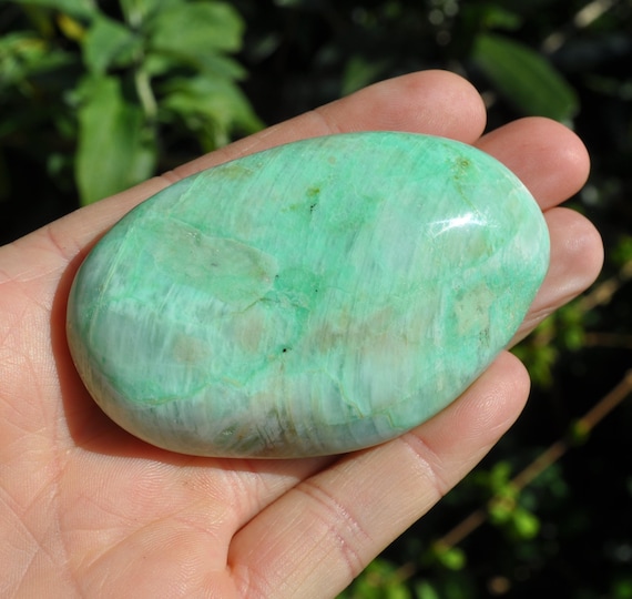A GREEN MOONSTONE Large Garnierite Palm Stone, green Moonstone, Polished Garnierite - Free Delivery !