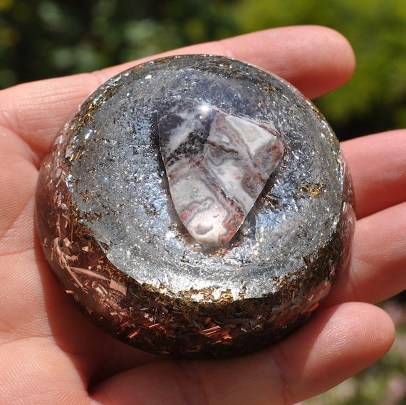 Lace Agate Orgonite Dome EMF Harmonizer Decorative Paperweight