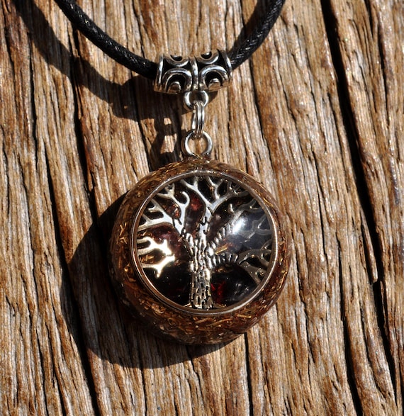 RED GARNET Tree of Life Orgone Orgonite® Pendant Necklace Unisex