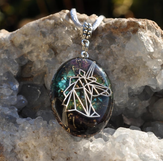 UNICORN Oval Multicolor Orgonite® Fantasy Pendant Necklace UNISEX