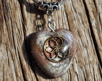 Seed of Life Sacred Geometry Heart Orgonite® pendant LOVE Necklace -  Free Delivery