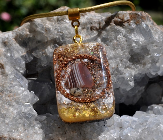 BANDED AGATE Tensor Orgonite® Orgone Necklace, Men's Pendant Necklace
