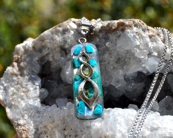 Chrysocolla Orgonite Pendant Necklace – Unisex Crystal Jewelry