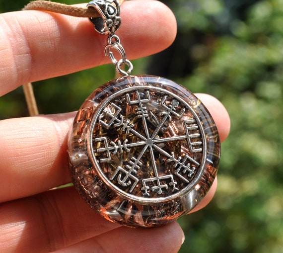 Vegvísir Compass Orgonite® Necklace with Elite Shungite, Unisex EMF Protection Pendant -  FREE Shipping !