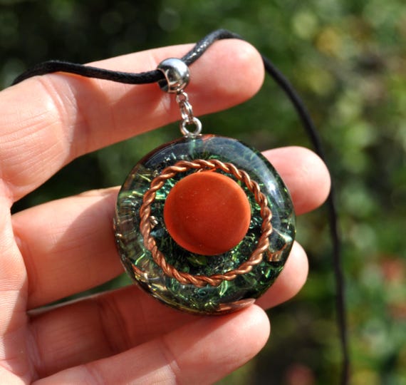 RED Jasper TENSOR Ring Orgone Orgonite® Pendant EMF Harmonizer Tensortech Necklace  - Unisex