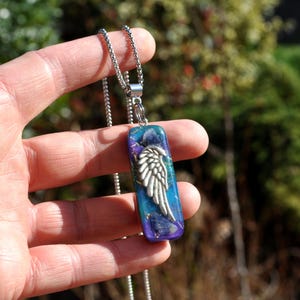 WING Sodalite Orgonite® Orgone Pendant Necklace - Turquoise Blue Purple