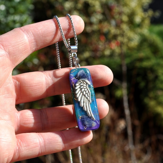 WING Sodalite Orgonite® Orgone Pendant Necklace - Turquoise Blue Purple