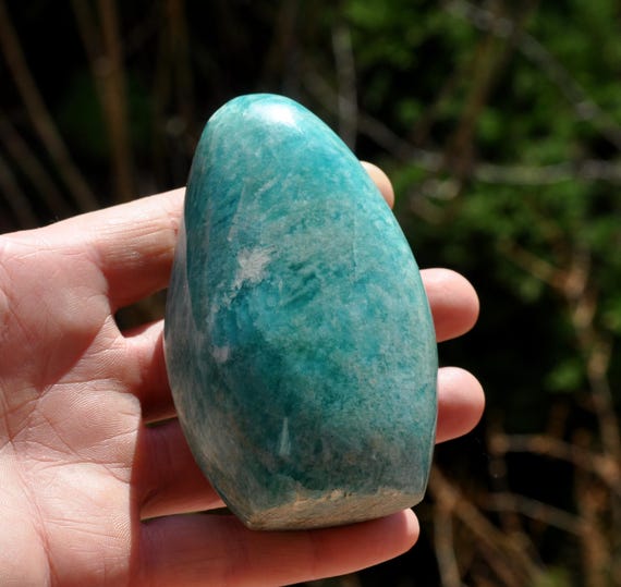 A AMAZONITE Flame Sculpture Freeform  264 grams - 9.31 Oz  Polished Freestanding