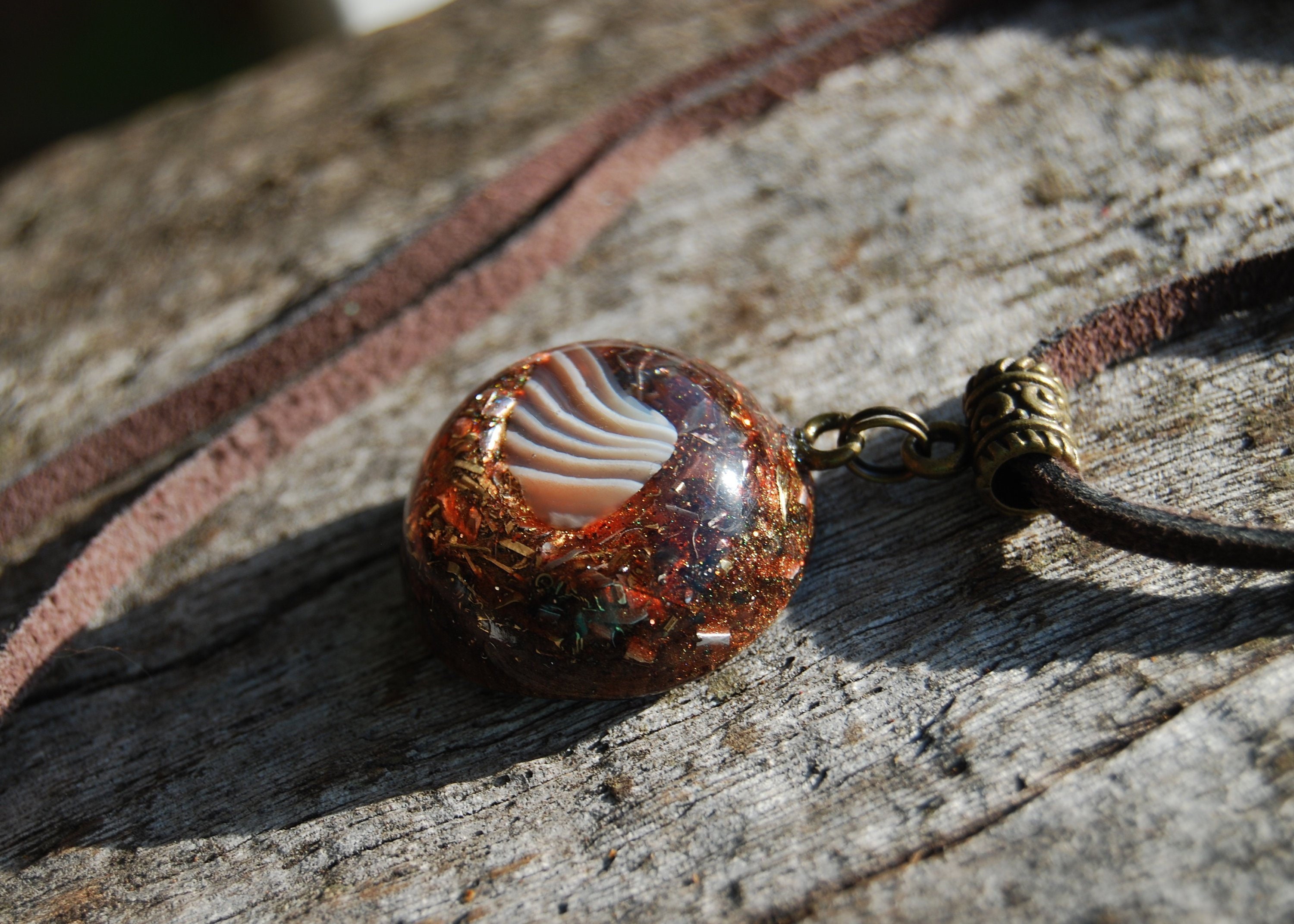 Orgonite necklace with botswuana agate