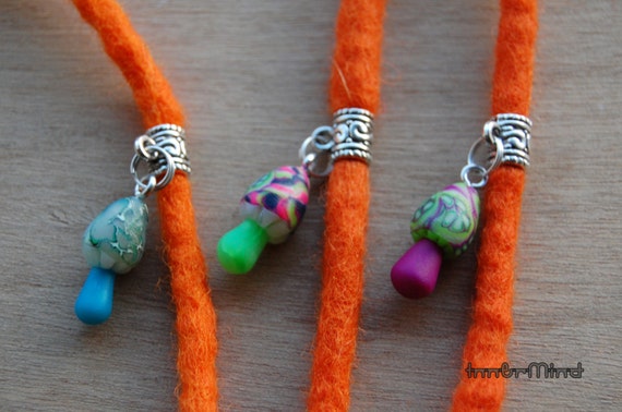 UV Fluo Handmade Polymer Clay Mushroom Dread bead small 5mm opening hole
