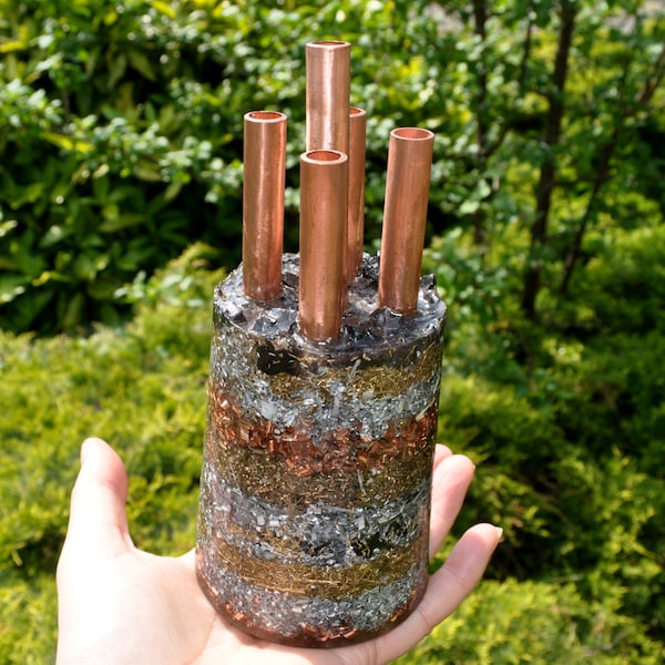 CLOUDBUSTER EMF 5G Harmonizer- Orgonite with five Copper tubes and Herkimer Diamond  1.056 gram 37.25 Oz