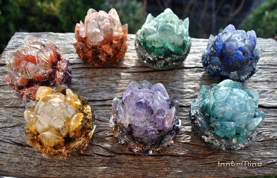 CUSTOM Made - Lotus Orgonite® Chakra Set - Protection, Alignment, Balance, Harmony,  Meditation
