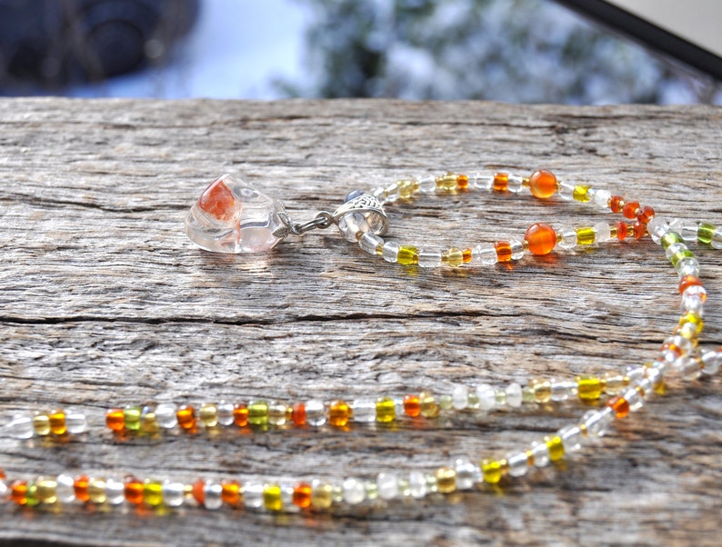 UNISEX Hematite Quartz Pendant on Beaded Necklace Free Shipping