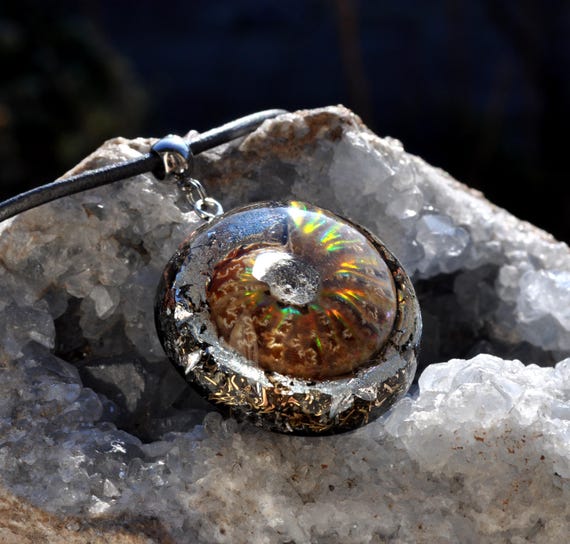 OPALIZED Ammonite Orgonite® Orgone Pendant Necklace