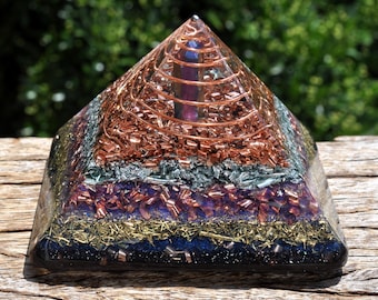 Large Giza Orgonite Pyramid with Titanium Quartz, Elite Shungite – EMF Harmonizer