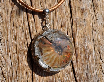 OPALIZED Ammonite Orgonite® Orgone Pendant Necklace