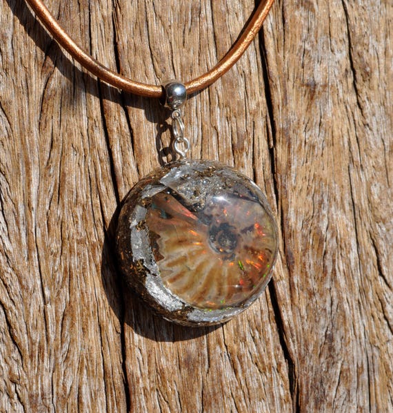 OPALIZED Ammonite Orgonite® Orgone Pendant Necklace