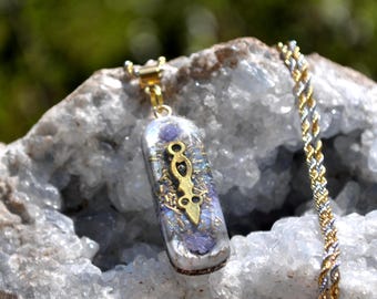 NEW! TANZANITE OBLONG Orgonite® orgone Pendant Necklace