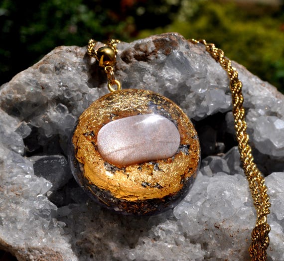 PEACH SUNSTONE Orgonite®  Necklace - EMF Harmonizer
