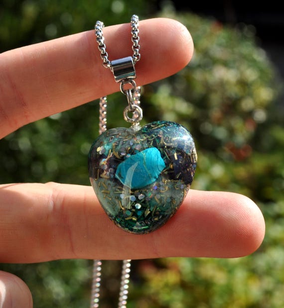 Chrysocolla Orgonite® Heart Pendant Necklace