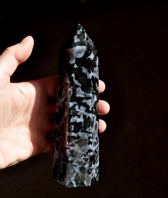 LARGE Indigo Gabbro Tower 609g / 21.5oz • Mystic Merlinite Crystal Point