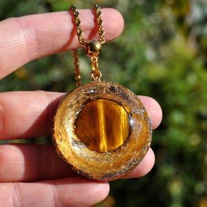Tiger Eye Orgonite® Necklace with 24k Gold - EMF Harmonizer Protection Pendant - UNISEX