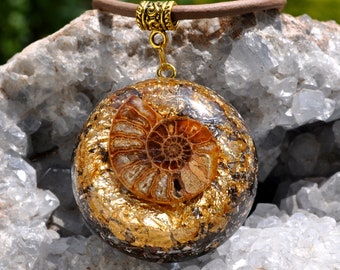 Ammonite Orgonite® Orgone Pendant Necklace, Unisex Style