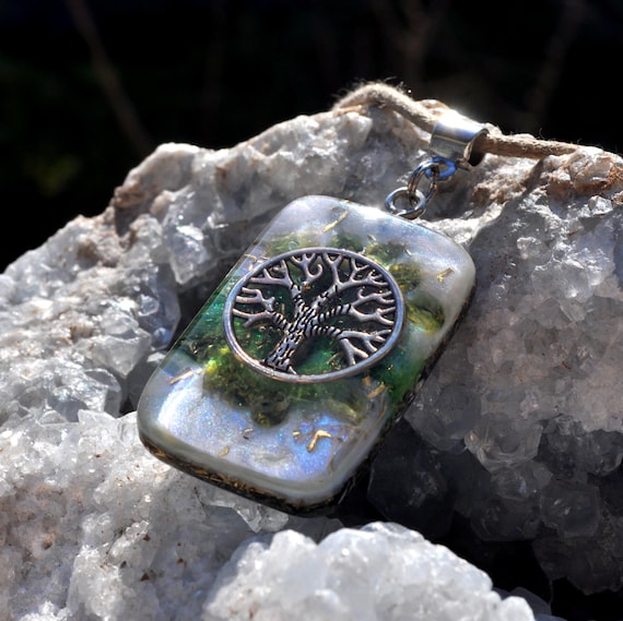 PERIDOT Tree of Life Orgonite® Pendant – EMF Protection | Spiritual Jewelry | Handmade Crystal Necklace