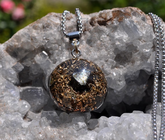MAGNETITE Crystal Octahedron Orgonite® Orgone Necklace, Pendant - FREE Shipping !