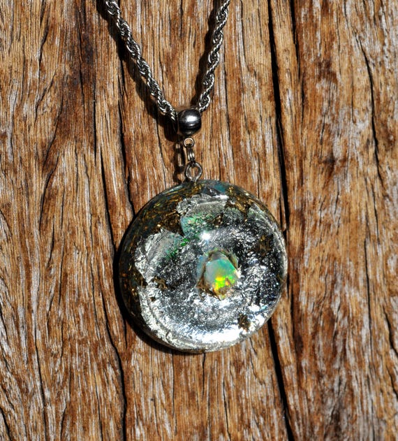 LARGE Welo OPAL Multicolor Orgonite® Pendant Necklace, EMF Protection, Unisex