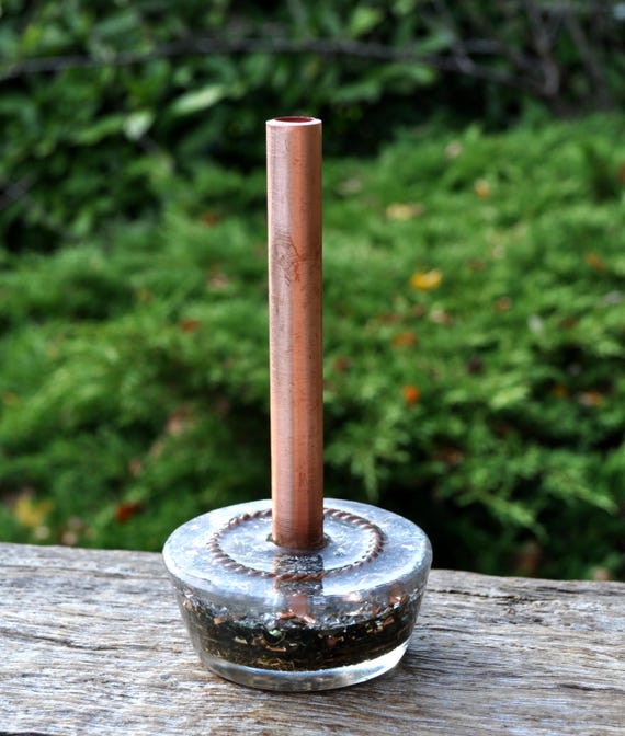 NEW! Mini Orgonite Cloudbuster | Copper Tensor Ring & SBB Coil | Handmade Quartz Energy Harmonizer