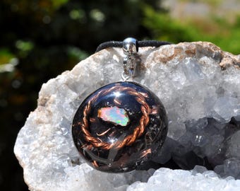 WELO OPAL Anneau Tensor Orgonite® Pendentif Purificateur EMF Collier de Protection Unisexe