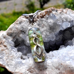 PERIDOT Double Infinity Orgonite® OBLONG Orgone Pendant Necklace, Unisex