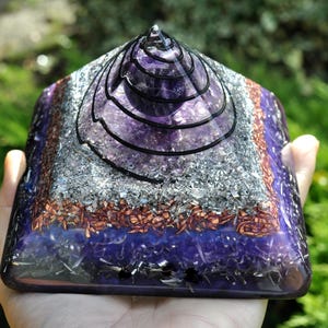 PO AMETHYST Sphere Orgonite® Pyramid Large -  Custom Made to Order -  20 Oz - 570 gram