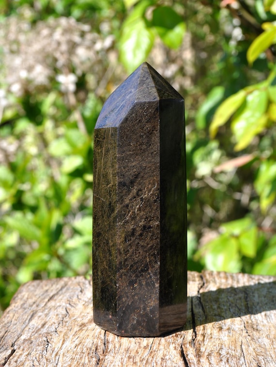 Black Tourmaline Tower Madagascar Polished Crystal Point Grounding EMF Protection Decor Meditation Stone