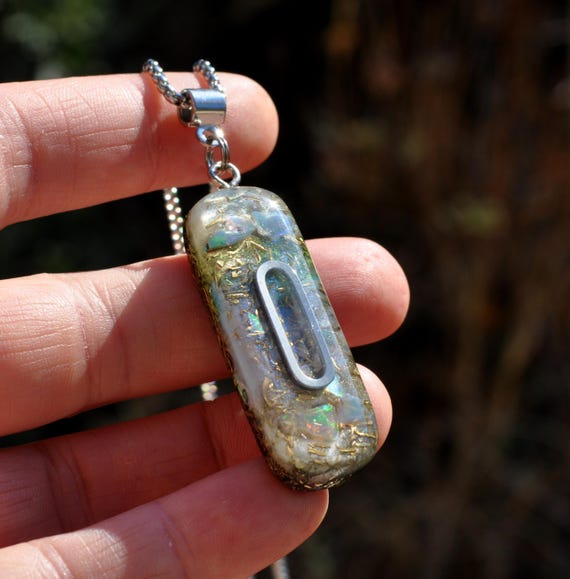 Oblong Raw Opal Orgonite® Pendant - Crystal Energy Jewelry