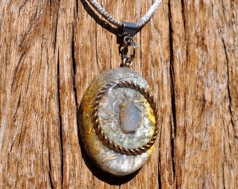 Ethiopian Welo OPAL Tensor Ring Orgonite Necklace