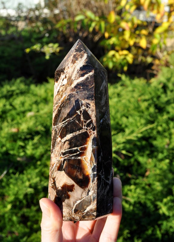 LARGE Black OPAL Tower Freestanding  - Opal Obelisk  713g - 25.15Oz