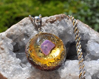 Pendentif Orgonite® Charoïte Brute Collier de Protection Orgonite