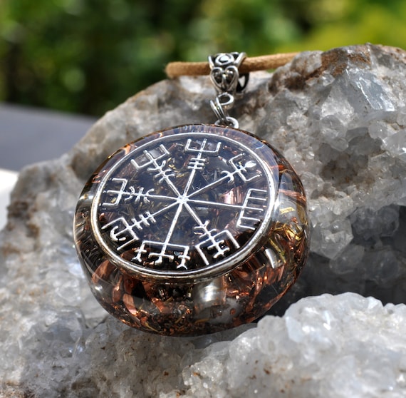 Vegvísir Compass Orgonite® Necklace with Elite Shungite, Unisex EMF Protection Pendant -  FREE Shipping !