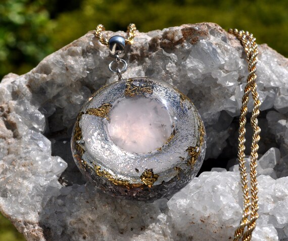 ROSE QUARTZ LOVE Heart Orgonite® Orgone Pendant Necklace - Unisex
