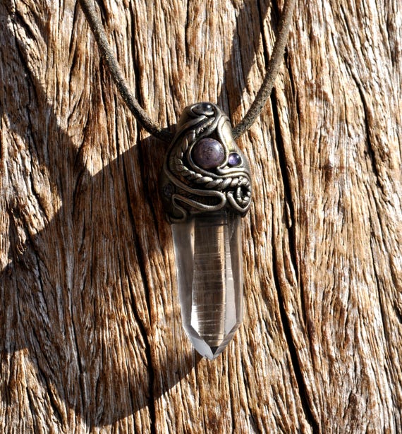 AA LEMURIAN Purple Sapphire Pendant Handsculpted Necklace Unisex