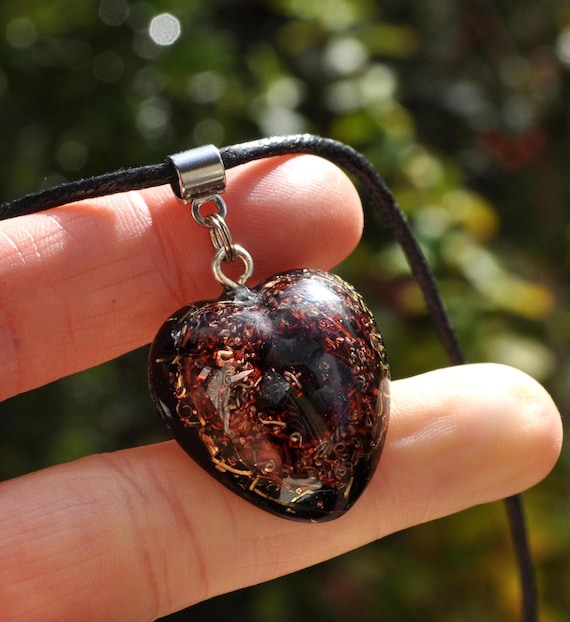 Heart Orgonite® pendant Necklace with Elite Shungite, EMF Protection, Free Delivery