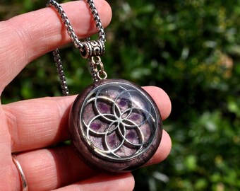 CAPE AMETHYST Seed of Life Orgone Pendant Necklace